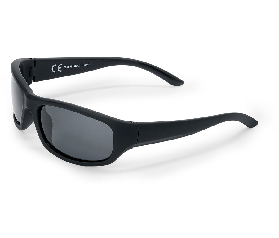 Lunettes de soleil noires sur fond blanc.
