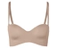 Un soutien-gorge couleur chair sans bretelles avec bretelles sur un fond blanc.