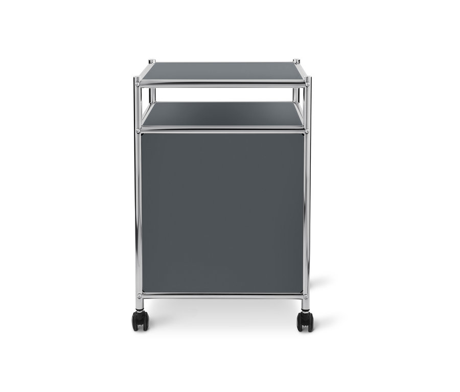 Caisson en métal gris à roulettes « CN3 » avec abattant.