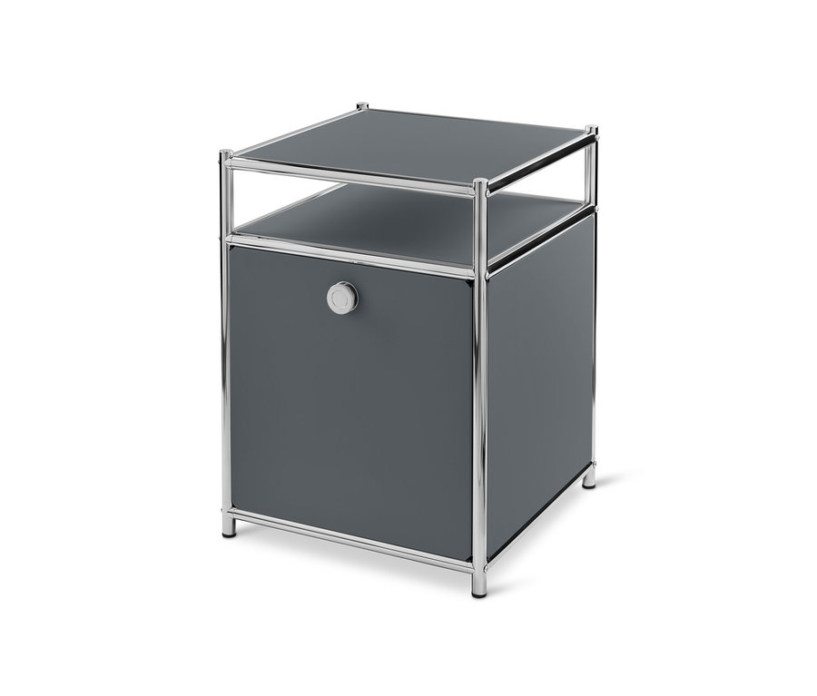 Caisson en métal gris à roulettes « CN3 » avec abattant.