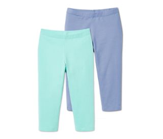 2 leggings longueur 3/4, turquoise et bleu moyen
