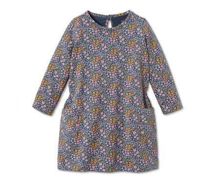 Une robe en jersey à fleurs.