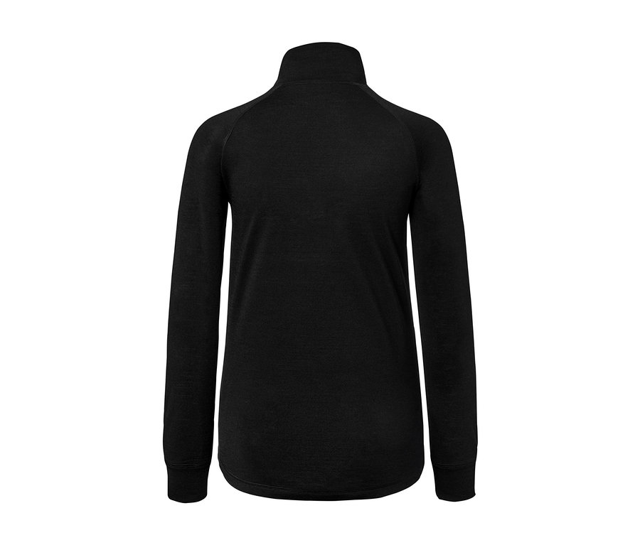 T-shirt technique noir à manches longues en laine mérinos.