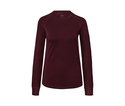 T-shirt technique rouge à manches longues en laine mérinos.
