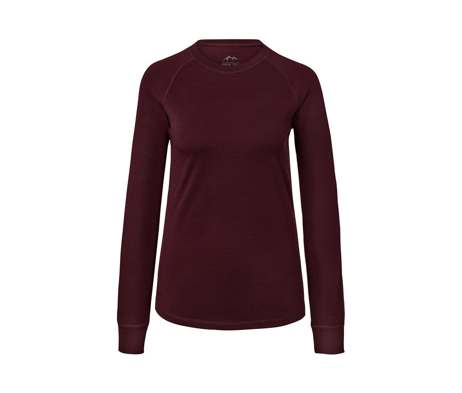 T-shirt technique rouge à manches longues en laine mérinos.