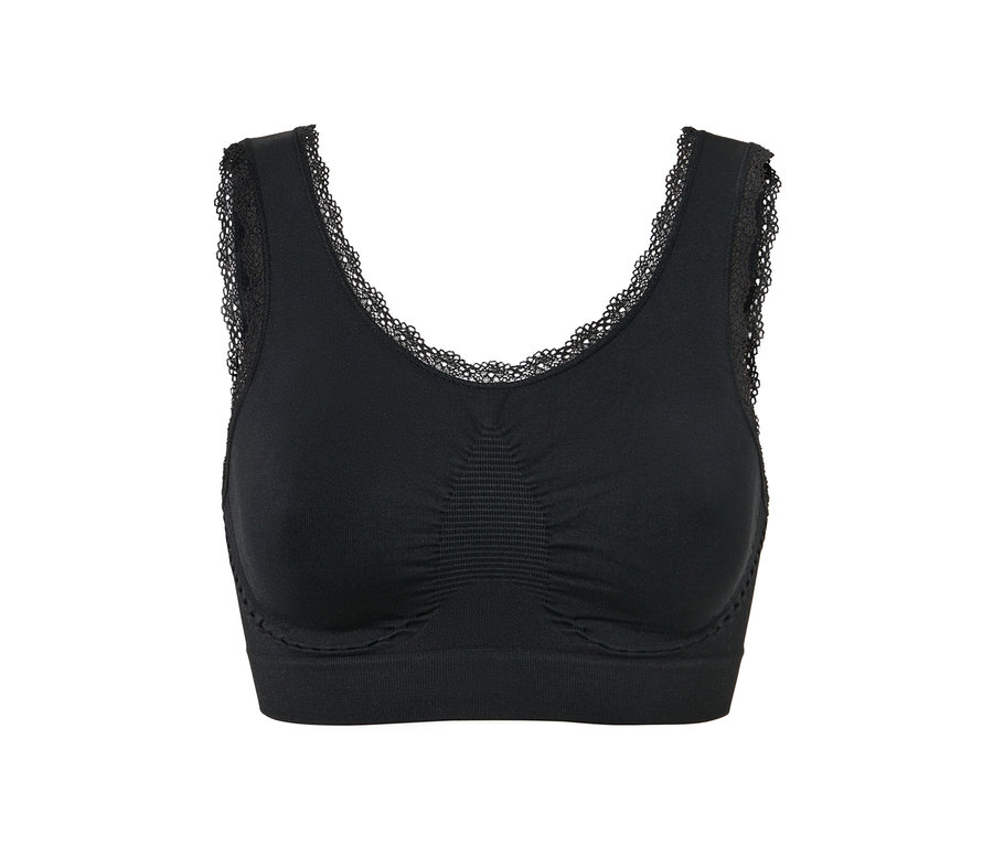 Brassière seamless noire avec dentelle.
