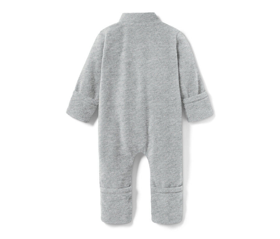 Combinaison en polaire grise pour bébé vue de dos.