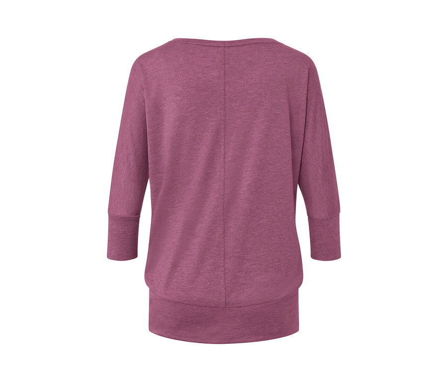 Vue arrière d'un t-shirt de yoga mauve.