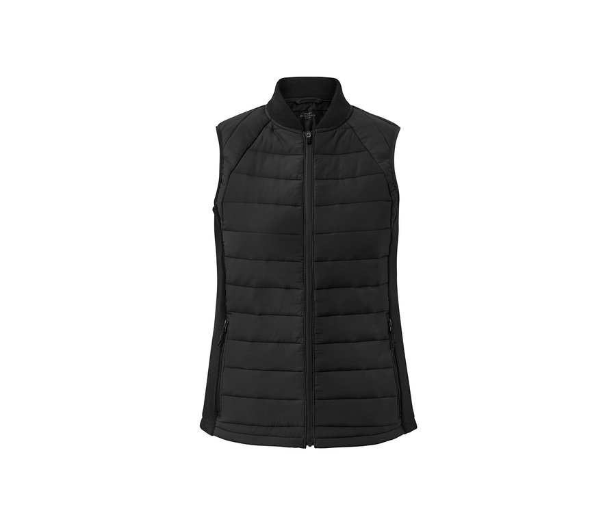 Un gilet sans manches matelassé thermique noir.