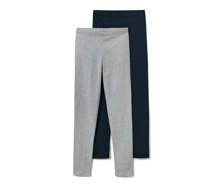 Deux leggings enfant : un gris, un bleu marine.
