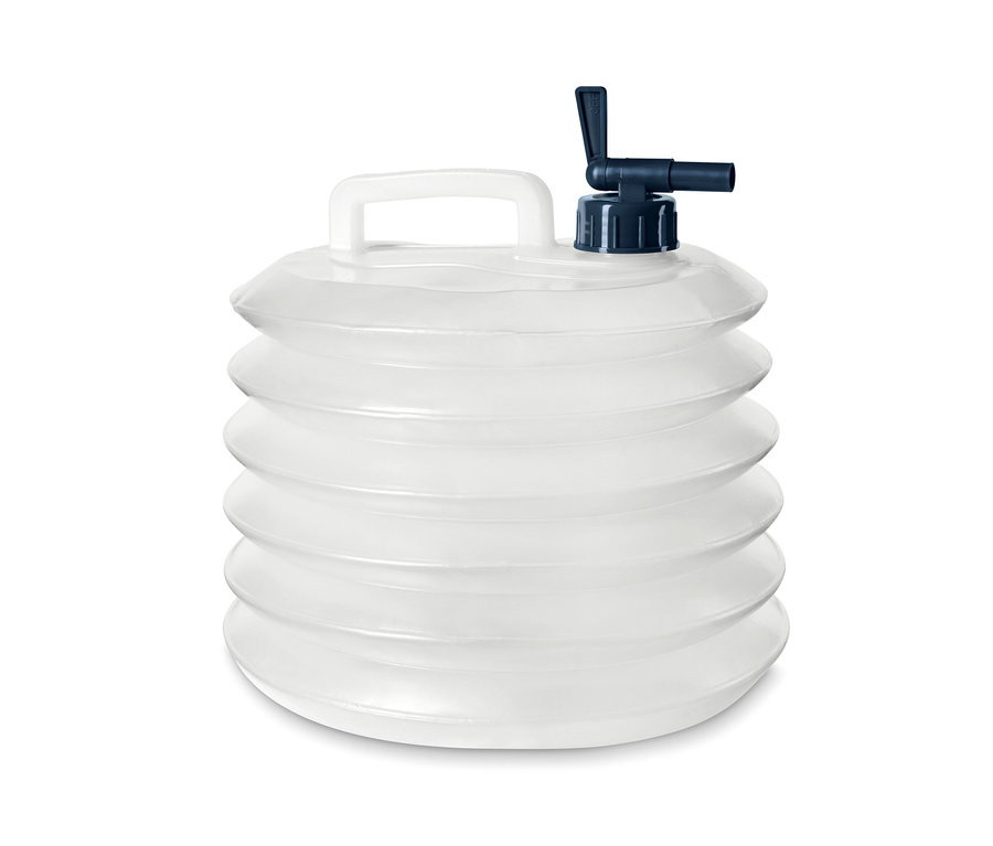 Un jerricane pliable d'une capacité d'environ 10 litres.