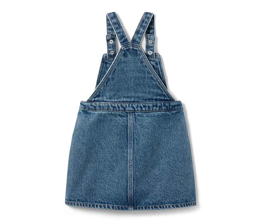 Robe chasuble bleu denim pour tout-petit avec bavette et boutons.