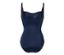 Vue détaillée d'un maillot de bain modelant bleu.
