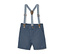 Short bleu pour enfant avec des bretelles rayées.