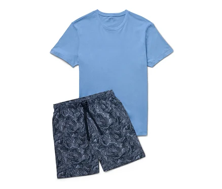 Ensemble pyjama shorty bleu.