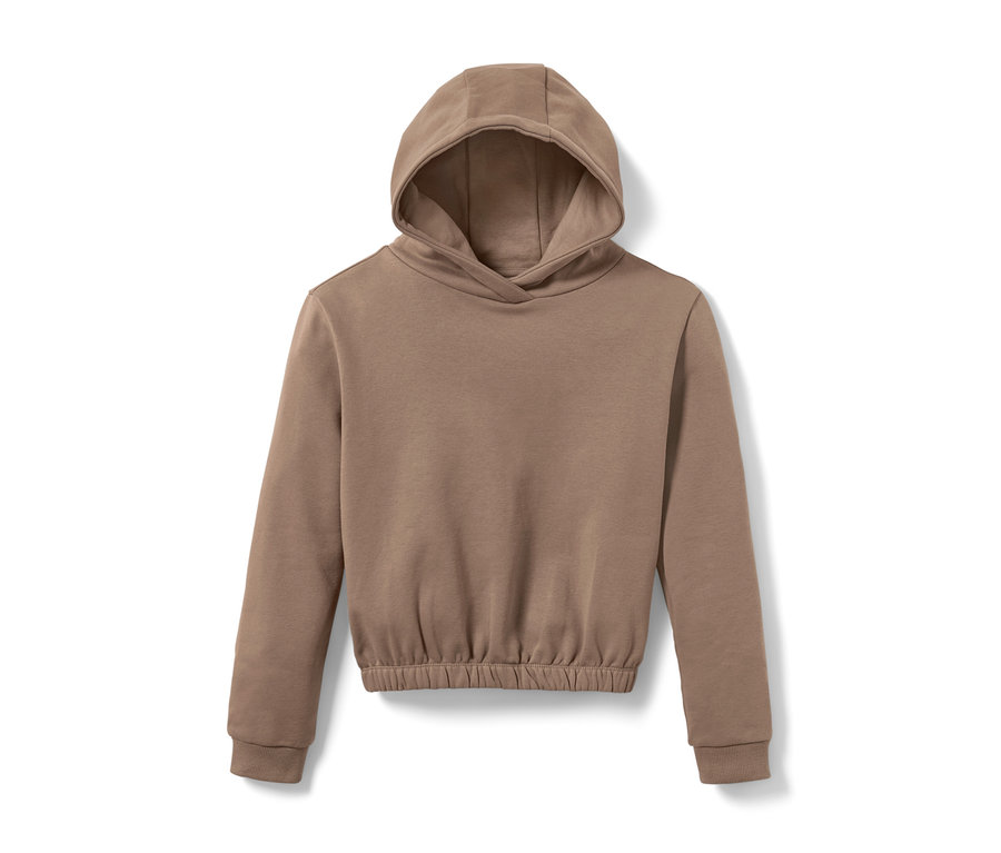 Un sweat-shirt à capuche marron pour enfants.