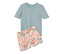 Haut aqua, short abricot avec imprimé floral intégral multicolore