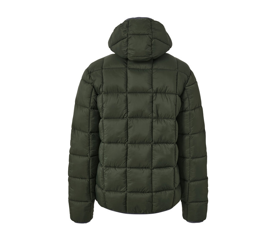 Veste matelassée kaki avec capuche vue de dos.