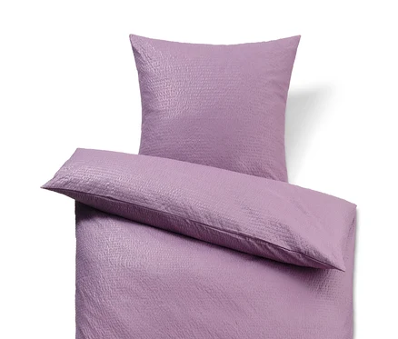 Parure de lit en seersucker violette de taille standard, double et grande taille.