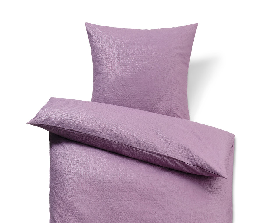 Parure de lit en seersucker violette de taille standard, double et grande taille.