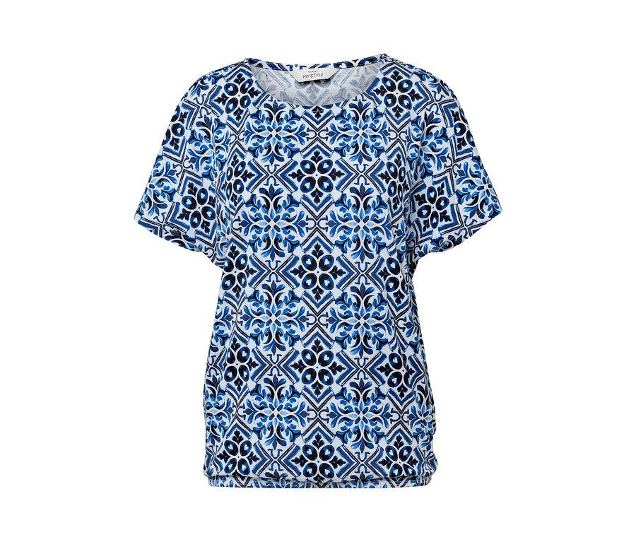 Blouse imprimée bleue.