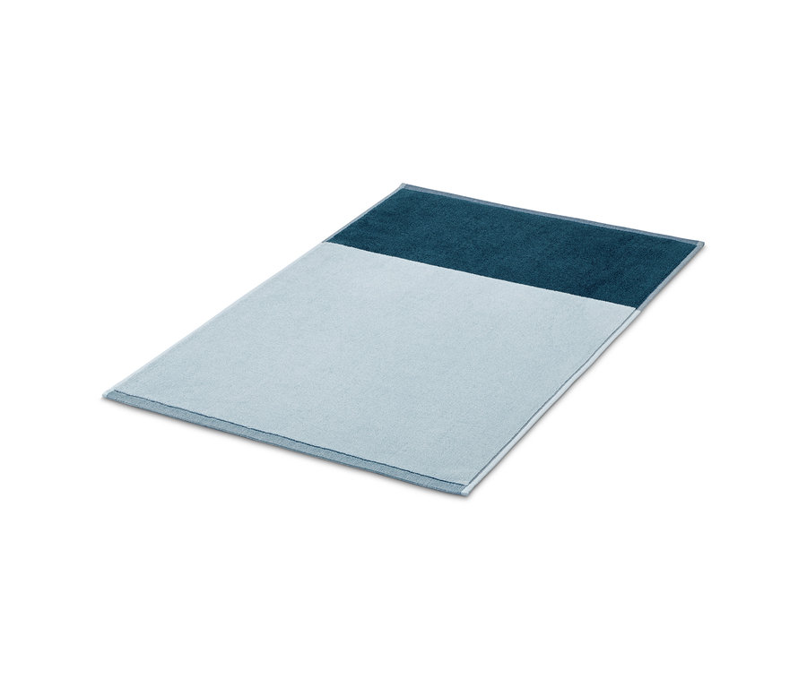 Tapis de douche bleu en Jacquard de haute qualité.