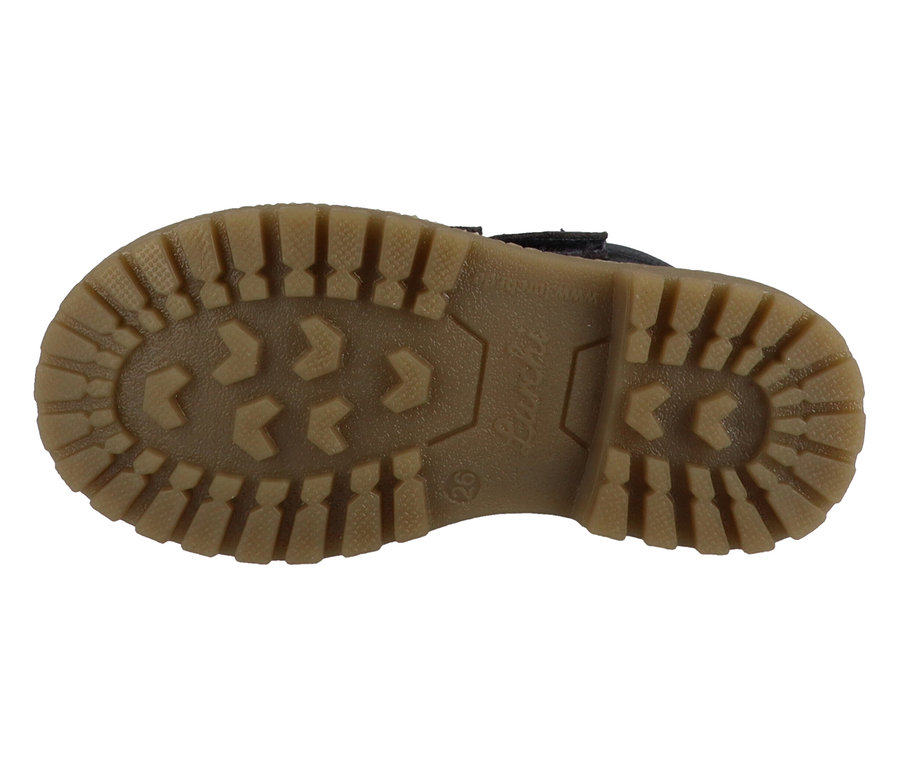 Semelle de la chaussure bleu marine LURCHI « Daniele-TEX » avec motif marron.