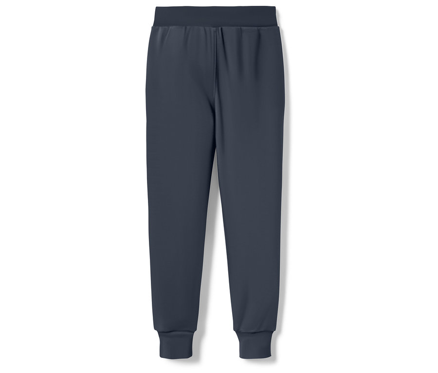 Pantalon de survêtement bleu marine sur fond blanc.