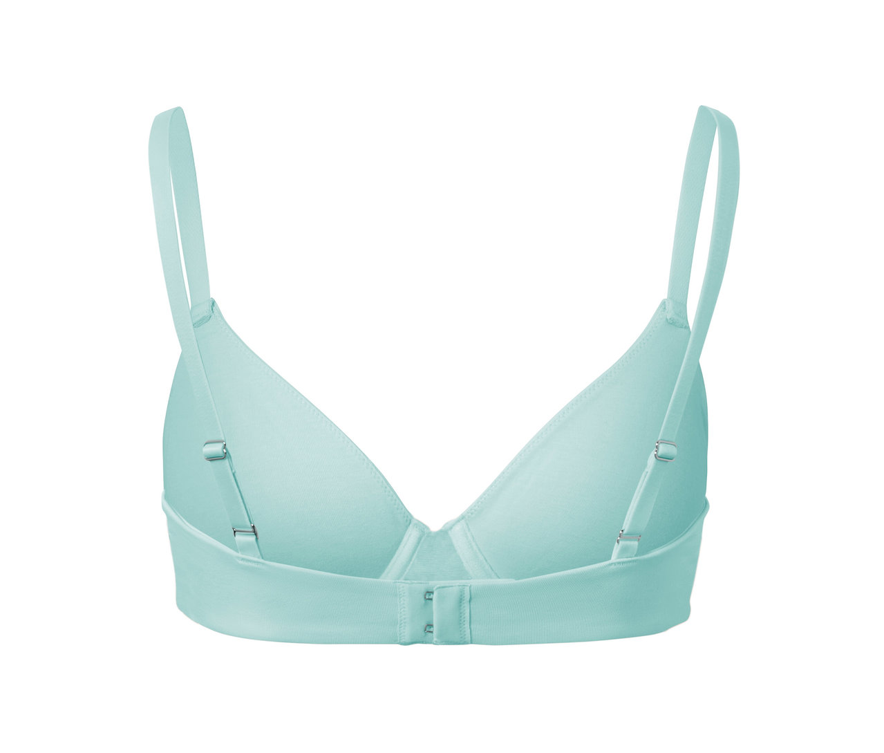 Vue arrière d'un soutien-gorge à armatures turquoise.
