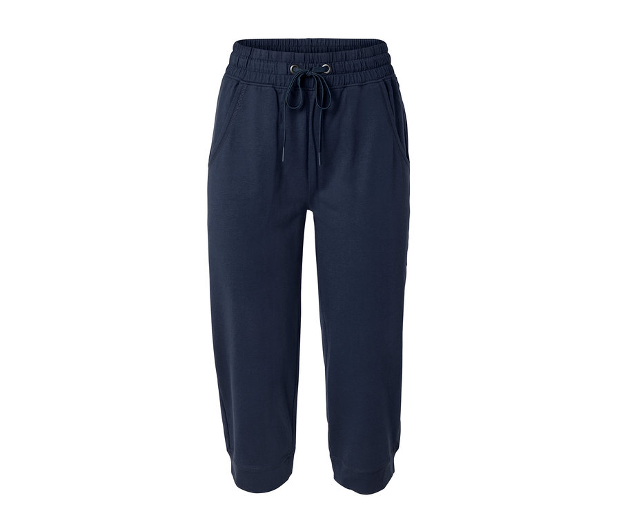 Pantalon de survêtement 3/4 bleu foncé avec poches.