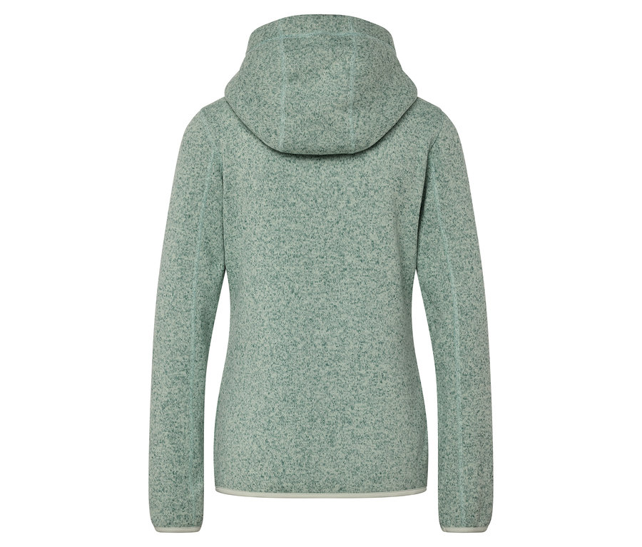 Vue arrière d'un sweat à capuche en polaire vert clair.