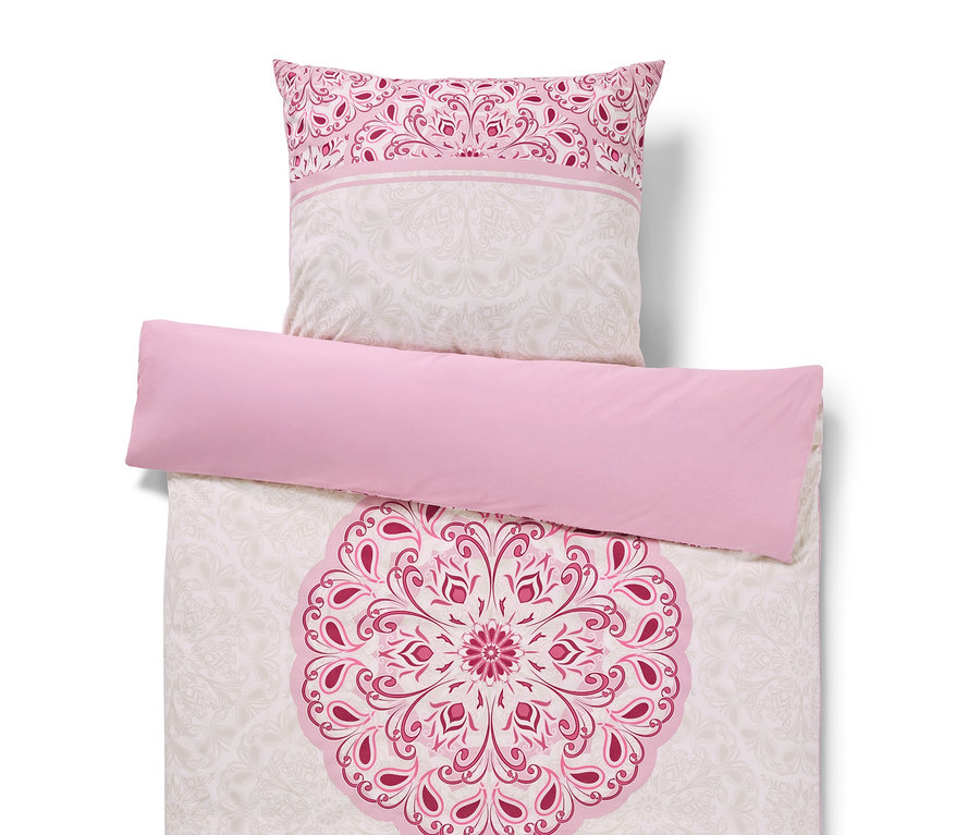Parure de lit en renforcé rose et verte avec mandala de taille standard et grande taille.