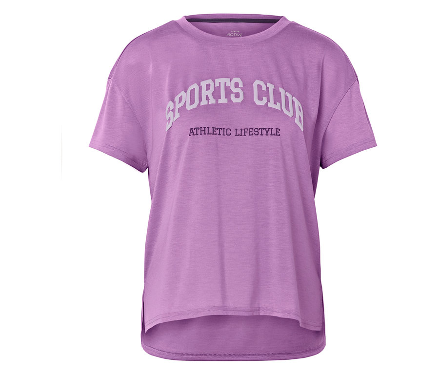 T-shirt violet avec l'inscription SPORTS CLUB ATHLETIC LIFESTYLE.