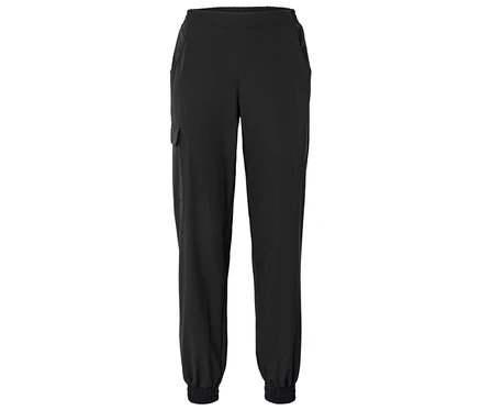 Pantalon de jogging noir avec taille élastique et chevilles élastiquées.