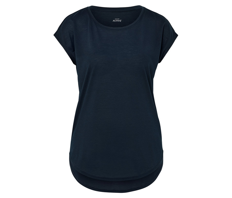 T-shirt Active bleu foncé isolé sur fond blanc.