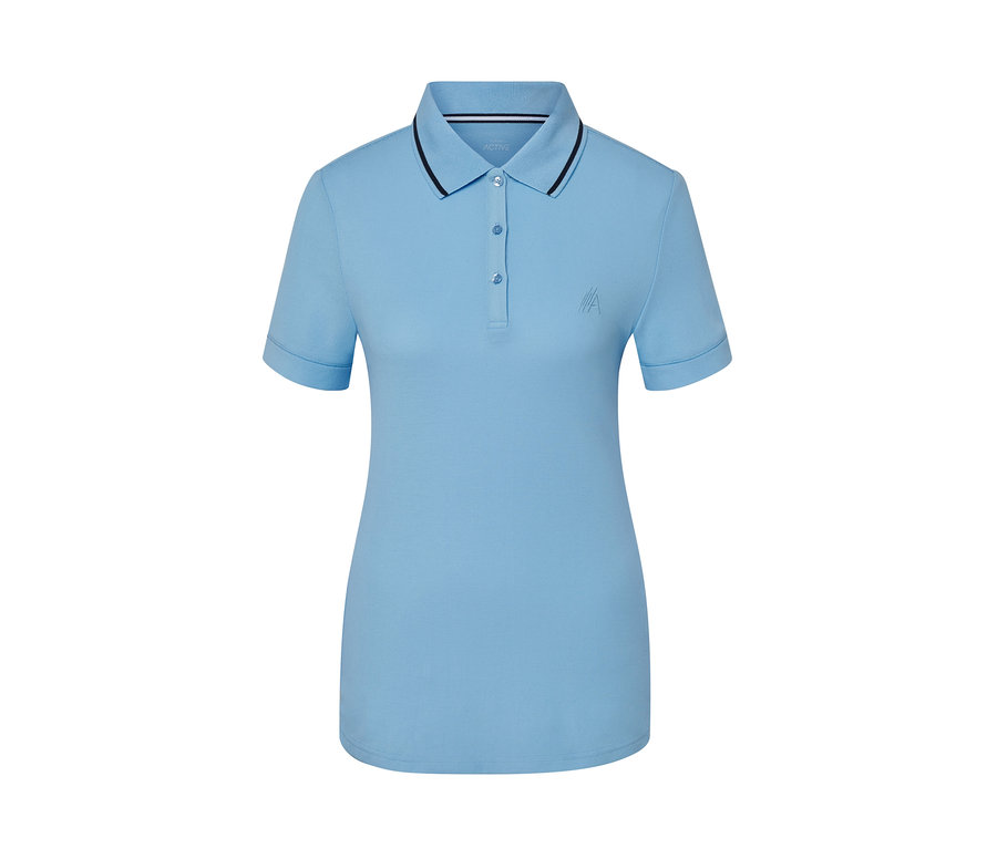 Polo technique bleu clair à manches courtes.