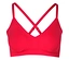 Soutien-gorge rouge avec décolleté en V et bretelles croisées dans le dos.