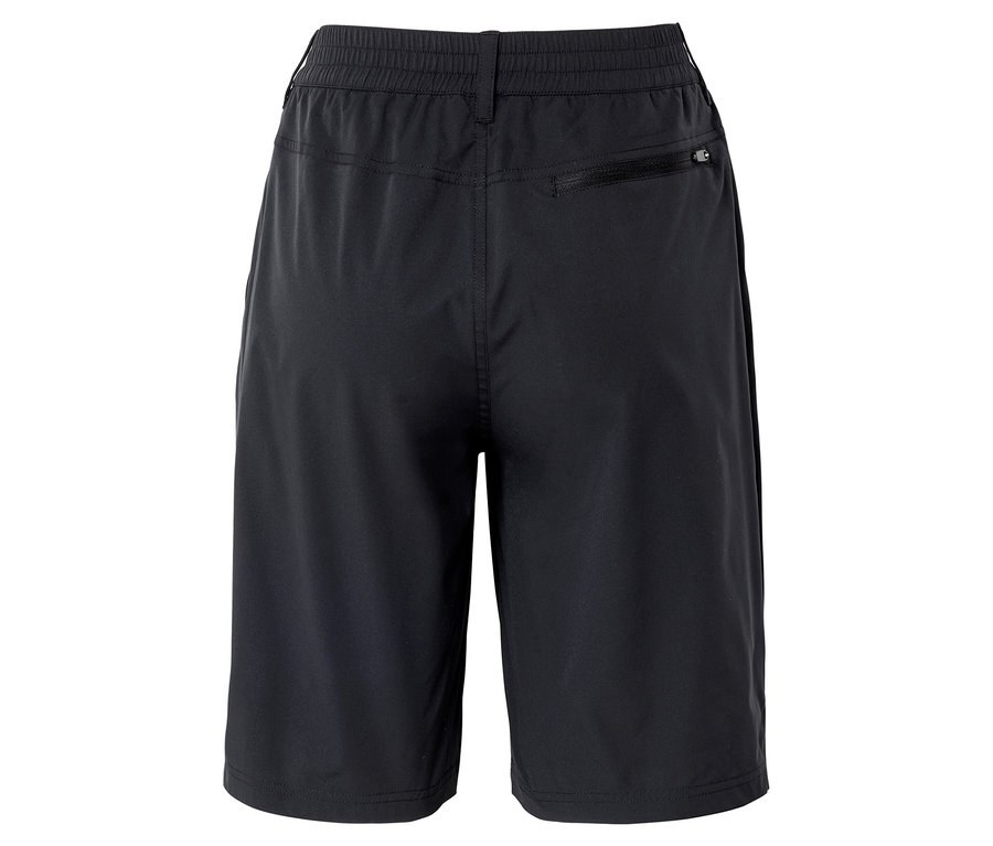 Vue arrière d'un short noir avec une poche zippée.