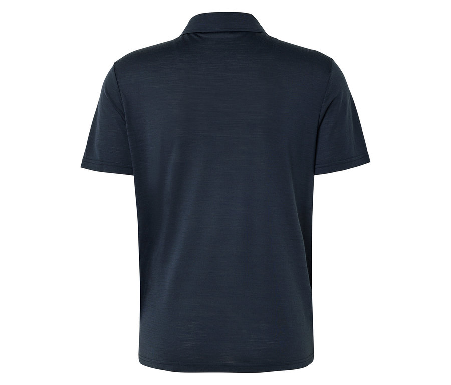 Vue arrière d'un polo bleu marine.