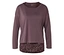Haut lilas à manches longues avec motif léopard sur l'ourlet inférieur et l'encolure.