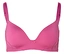 Un soutien-gorge rose avec de la dentelle sur les côtés et un petit nœud au centre.