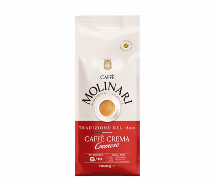 Un paquet de Caffè Molinari Caffè Crema Cremoso en grains.
