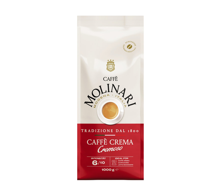 Un paquet de Caffè Molinari Caffè Crema Cremoso en grains.