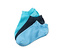 Trois paires de socquettes de sport turquoise, bleu marine et bleu clair.