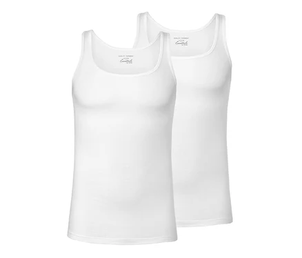 Deux maillots de corps blancs finement côtelés.