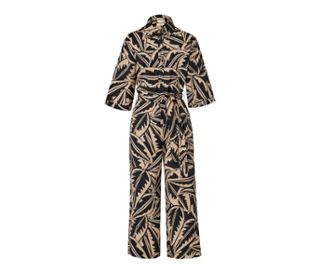 Noir avec imprimé beige de feuilles de palmier