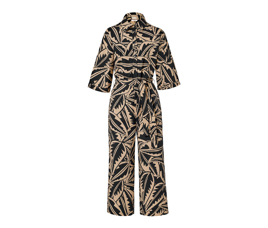 Salopette en popeline, imprimé intégral.