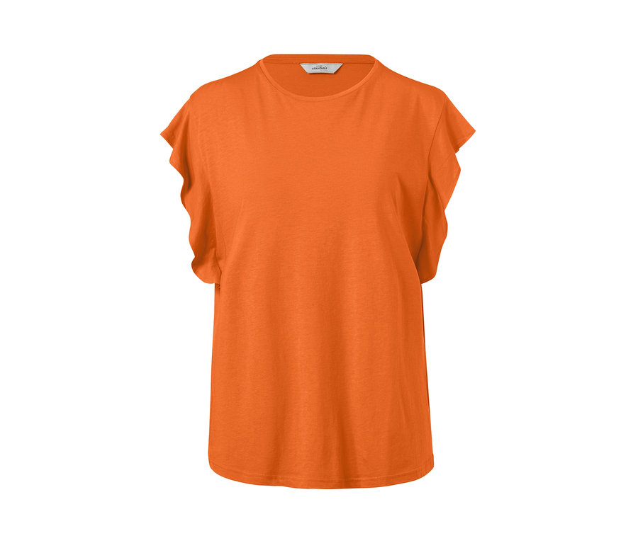 T-shirt à volants orange.