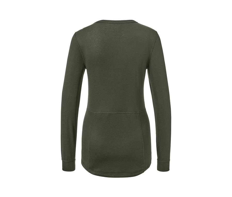 Sous-vêtement thermique kaki à manches longues, vue arrière.
