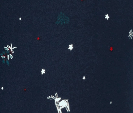 Legging douillet bleu marine avec étoiles, lune, arbre, flocon de neige et renne.